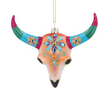 Jewelled Glass Cow Head Christmas Tree Decoration, 2 of 3