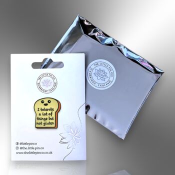 I Tolerate A Lot Of Things But Not Gluten Bread Slice Enamel Lapel Pin, Gluten Free Brooch Badge, Celiac Disease Awareness Gift, 5 of 8