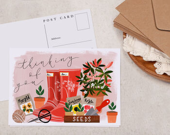 Gardening Floral Thinking Of You A6 Postcard Pack, 3 of 3