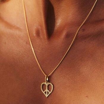 Peace Heart Pendant Necklace Gold Plated, 2 of 12