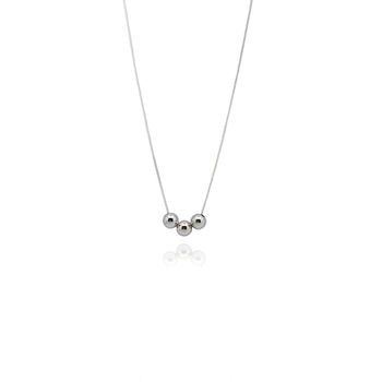 Sterling Silver Chain With Three 9ct Solid Gold Beads, 2 of 5