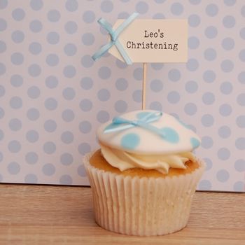 Set Of Ten Personalised Christening Cupcake Toppers, 2 of 5