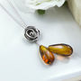 Sterling Silver Amber Rose Necklace, thumbnail 2 of 5