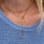 Gold Link Chain Water Resistant T Bar Layering Necklace, thumbnail 5 of 12