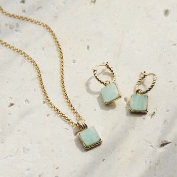 Amazonite Hoops In Gold Vermeil Plate, 2 of 5