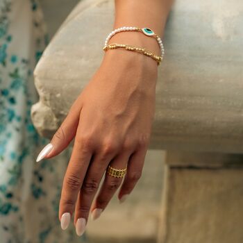 Pearl Evil Eye Sterling Silver Bracelet, 7 of 10