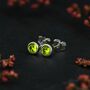 Sterling Silver August Peridot Birthstone Stud Earrings, thumbnail 1 of 6