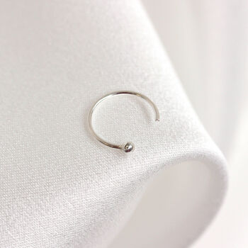 Sterling Silver 23 Ga Open Hoop Nose Ring Ball 9mm, 2 of 4