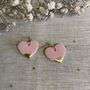 Pink Heart Ceramic Earrings 22k Gold Lustre, thumbnail 3 of 4