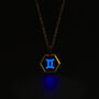 Gemini Zodiac Glowing Pendant Necklace With Uv Keyring Torch, thumbnail 1 of 12