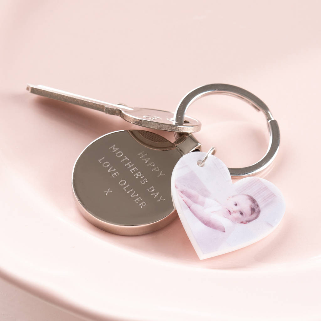 Personalised New Baby Heart Photo Keyring By TwentySeven