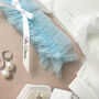 Blue Tulle Personalised Wedding Garter, thumbnail 1 of 3