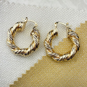 Gold Plated Rugged Hoop Earrings, 3 of 5