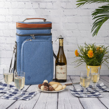 Contemporary Four Person Wine Cooler Bag Denim Blue, 2 of 4