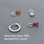 Sterling Silver Garnet Red Cz Droplet Hoop Earrings, thumbnail 8 of 12