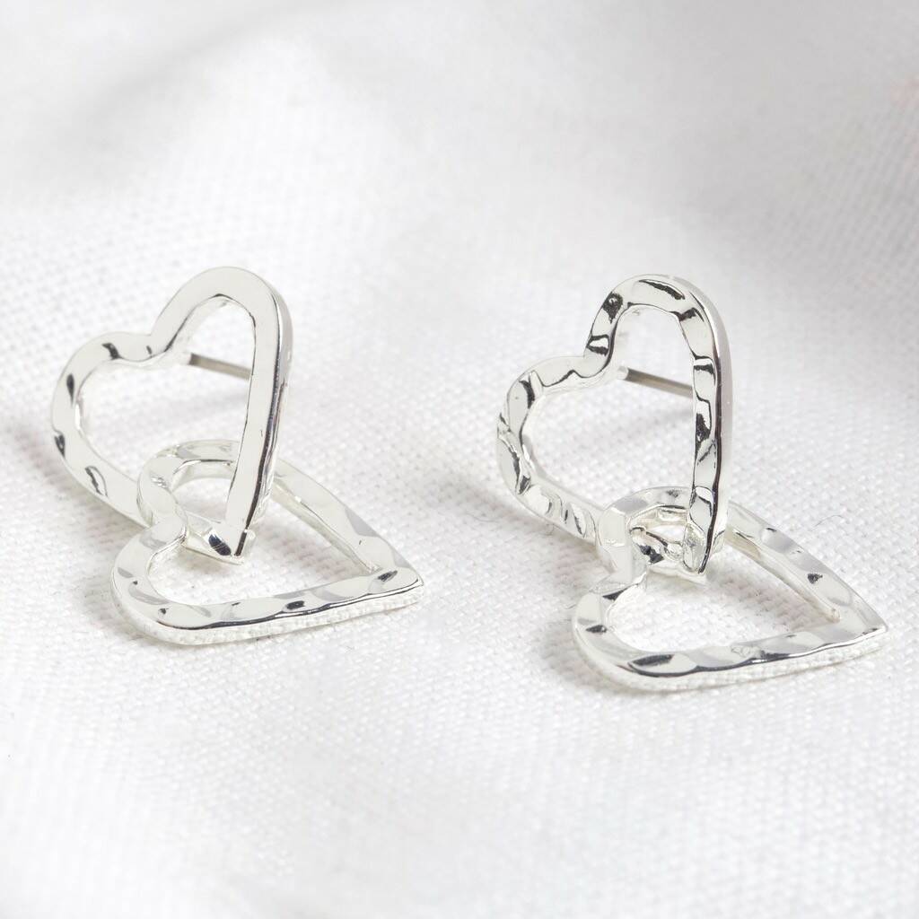 Hammered Interlocking Hearts Drop Earrings By Lisa Angel ...
