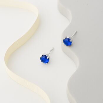 Sapphire Blue Swarovski Crystal Stud Earrings, 2 of 6