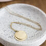 Hammered Brass Double Disc Pendant Necklace, thumbnail 3 of 8