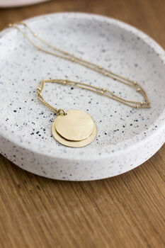 Hammered Brass Double Disc Pendant Necklace, 3 of 8