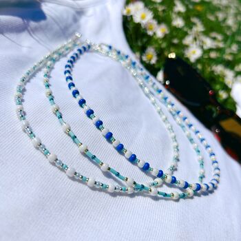 Minimal Turquoise And White Beaded Necklace, 2 of 3