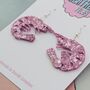 Pink Shrimp Glitter Earrings, thumbnail 4 of 5