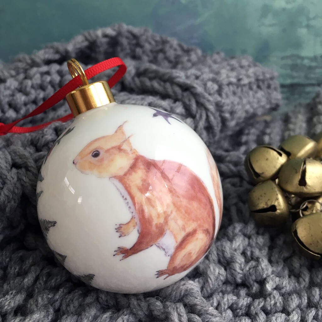 Red Squirrel Bone China Christmas Bauble By littlebirdydesigns ...