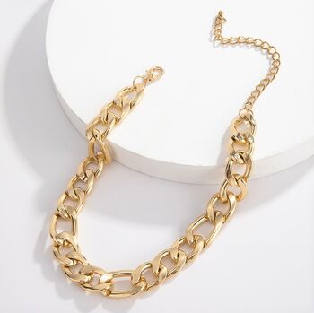 Gold Plated Figaro Chain Choker Necklace, 8 of 9