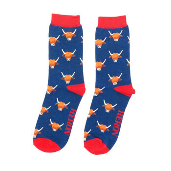 Highland Cow Mens Bamboo Socks, 2 of 4