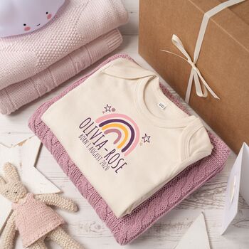 Rainbow Print Babygrow And Blanket Gift Set, 2 of 12