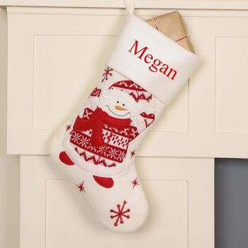 Personalised White Christmas Snowman Stocking, 3 of 6