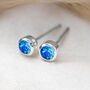 Mini Sterling Silver Ocean Blue Opal Stud Earrings, thumbnail 1 of 11