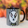 Dog Portrait Gothic Style Black Striped Mug Personalised, thumbnail 11 of 11