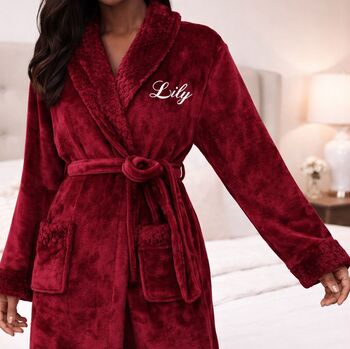 Personalised Unisex Embroidered Robe Dressing Gown, 3 of 5