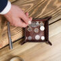 Personalised Vintage Leather Coin Tray Desk Tidy, thumbnail 2 of 5