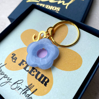 Happy Birthday Initial And Flower Keyring, 2 of 9