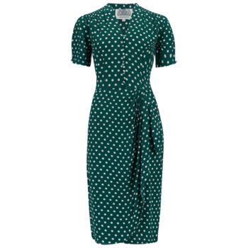 Mabel Dress In Green Polka Vintage 1940s Style, 2 of 2