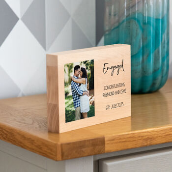 Personalised Wood Photo Block Engagement Gift, 4 of 5