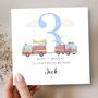 Fire Engine 3rd Birthday Card, 1st 2nd Birthday Card For Son, Nephew, Any Relationship, thumbnail 1 of 8