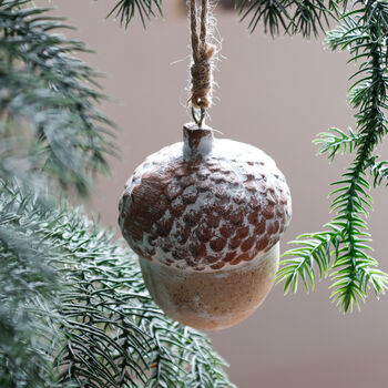 Six Wooden Acorn Baubles, 4 of 4