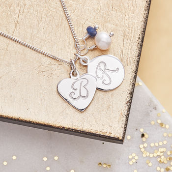 Monogram And Birthstone Silver Necklace, 2 of 11