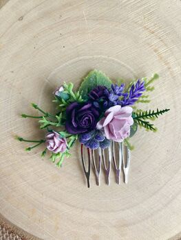 Purple And Lilac Flower Hair Comb, 3 of 4