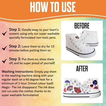Doodle My Shoe, Customise Your Own Trainers! The UK 'S 1st Doodle And Wash Kids Shoes/ Trainers! Includes Free Stencils, 5 of 9