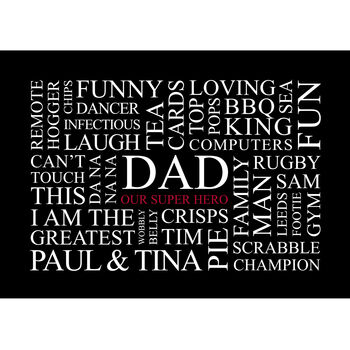 Personalised Dad's Favourites Word Art Print, 8 of 8