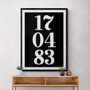 Personalised Special Date Black And White Wall Art, thumbnail 6 of 7