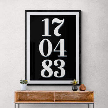 Personalised Special Date Black And White Wall Art, 6 of 7