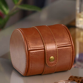 Personalised Luxury Tan Leather Travel Watch Box, 5 of 6