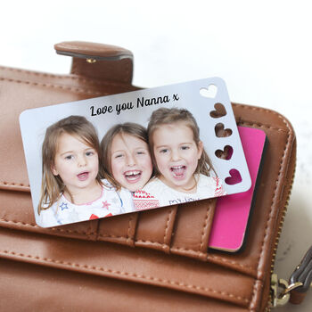 Personalised Photo With Text Heart Metal Wallet Card, 3 of 4