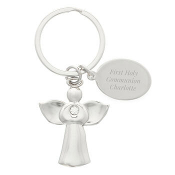 Personalised Silver Plated Guardian Angel Keyring, 6 of 7