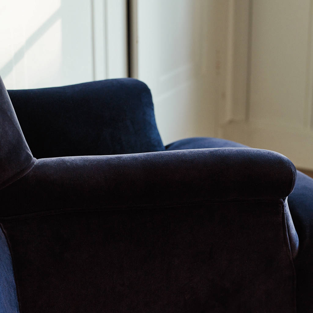 Finley Velvet Armchair, Midnight Blue By Rowen & Wren