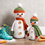 Snowmen Christmas Intermediate Knitting Kit, thumbnail 1 of 10